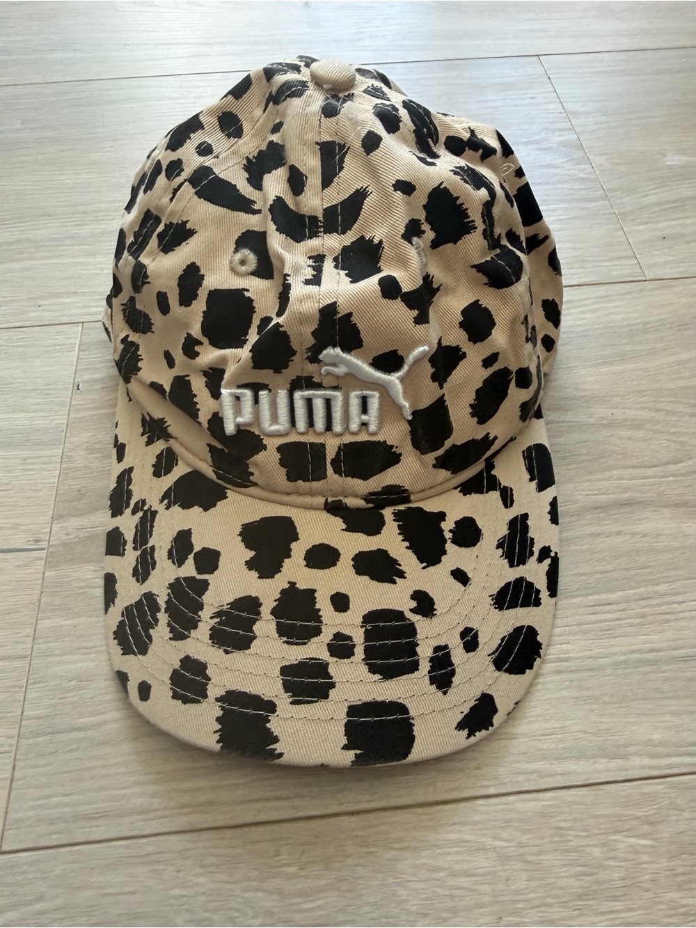 Puma Kids Beige and Black Leopard-Print Cap